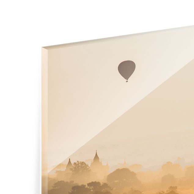 Panel szklany do kuchni - Balon na ogrzane powietrze we mgle