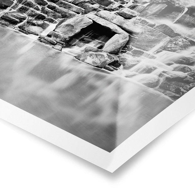 Czarno białe obrazy Wodospad II