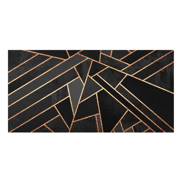 Panel szklany do kuchni - Czarne trójkąty złote