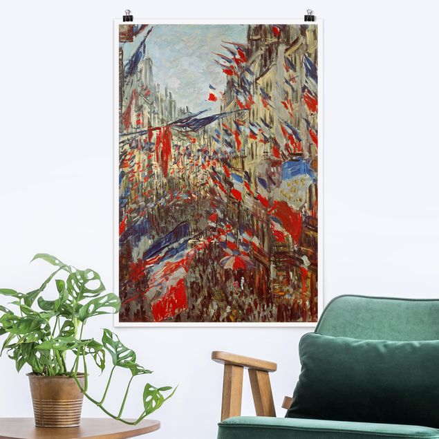 Dekoracja do kuchni Claude Monet - Ulica w dekoracji z flagą