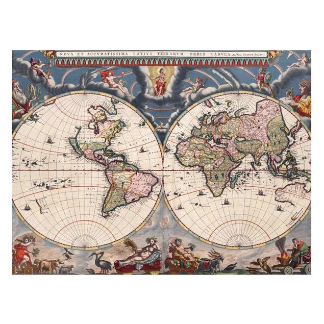 Obrazy do salonu nowoczesne Historyczna mapa świata Nova et Accuratissima z 1664 r.
