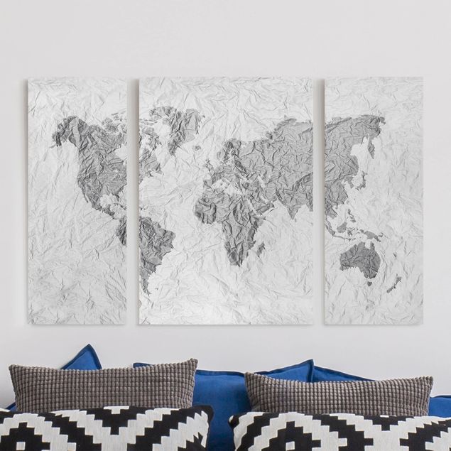 Obrazy do salonu Papierowa mapa świata biała szara
