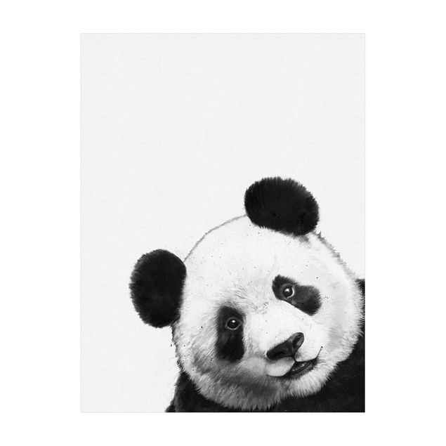 dywan biało-czarny Ilustracja Panda Czarno Biała Malarstwo