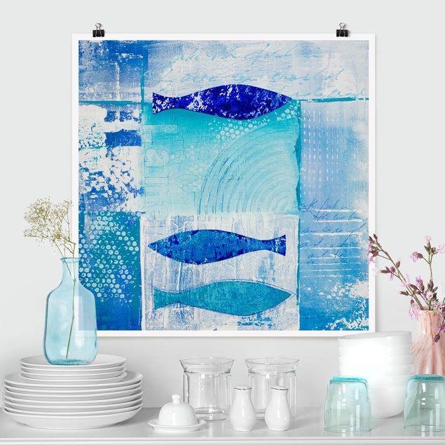 Obrazy do salonu Ryby w błękicie