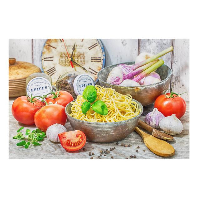 Panel szklany do kuchni - Spaghetti Bowl With Basil