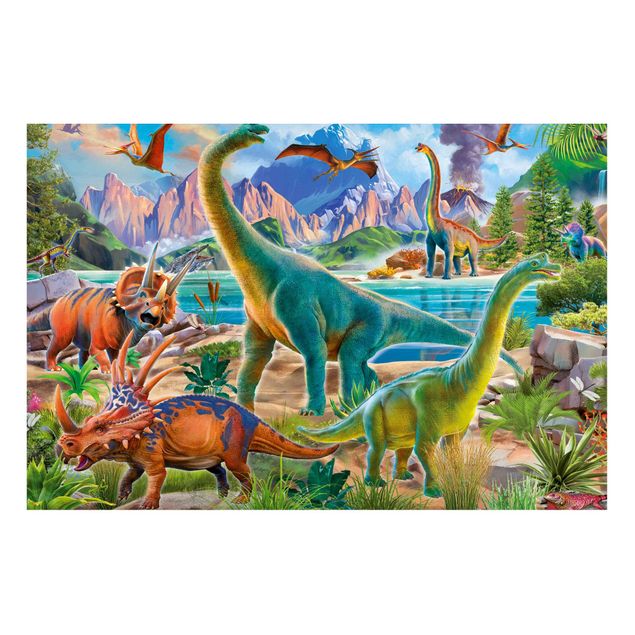 Obrazy nowoczesny Brachiosaurus i Tricaterops