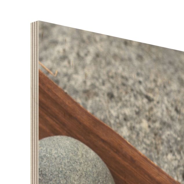 Obraz z drewna - Nieruchome życie z szarymi kamieniami