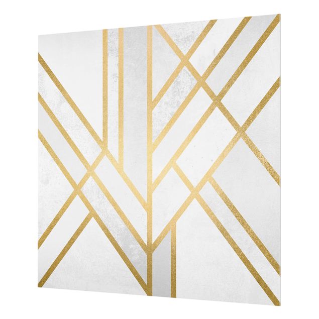 Panel szklany do kuchni - Art Deco Geometry Białe złoto