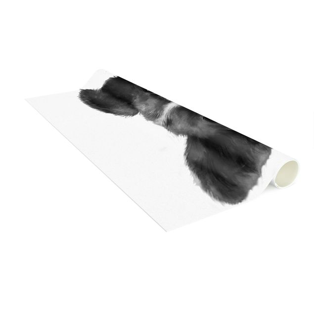 dywany nowoczesne Ilustracja pies Border Collie czarno-biały malarstwo
