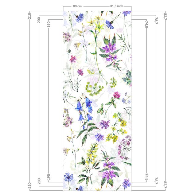 Tylna ścianka prysznicowa - Watercolour Wild Flowers
