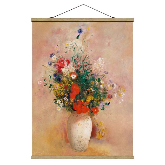 Obrazy nowoczesne Odilon Redon - Wazon z kwiatami (tło różane)