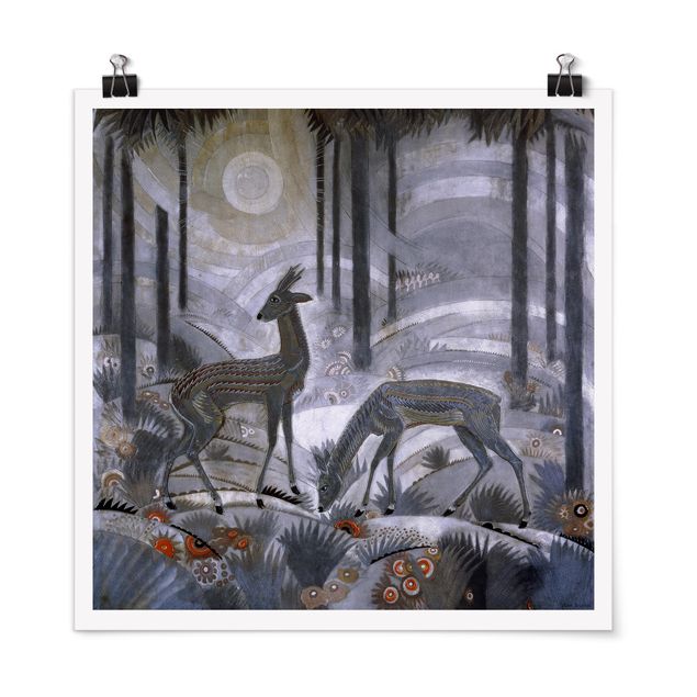 Obrazy nowoczesne Jean Dunand - Dwa jelenie w lesie