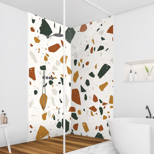 Tylna ścianka prysznicowa - Detailed Terrazzo Pattern Leghorn