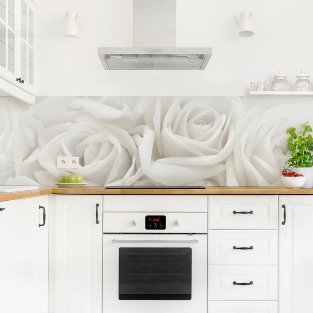 Panel szklany do kuchni Białe róże
