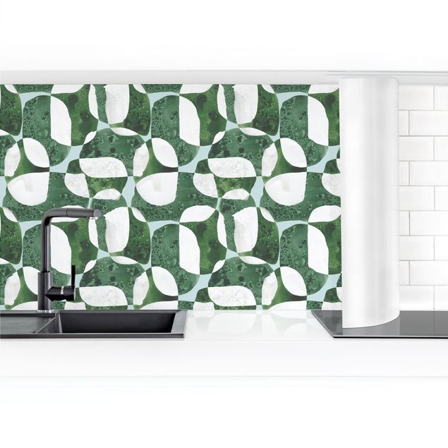 Panel ścienny do kuchni - Wzór żywych kamieni w kolorze zielonym II