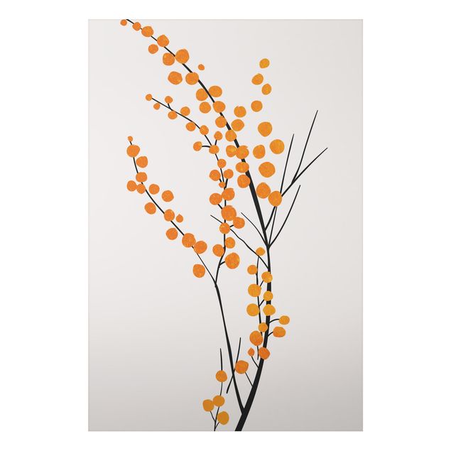 Obrazy do salonu nowoczesne Graficzny świat roślin - Jagody pomarańczowe