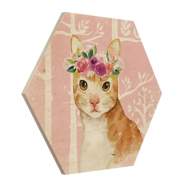 Obrazy zwierzęta Akwarela Kot różowy