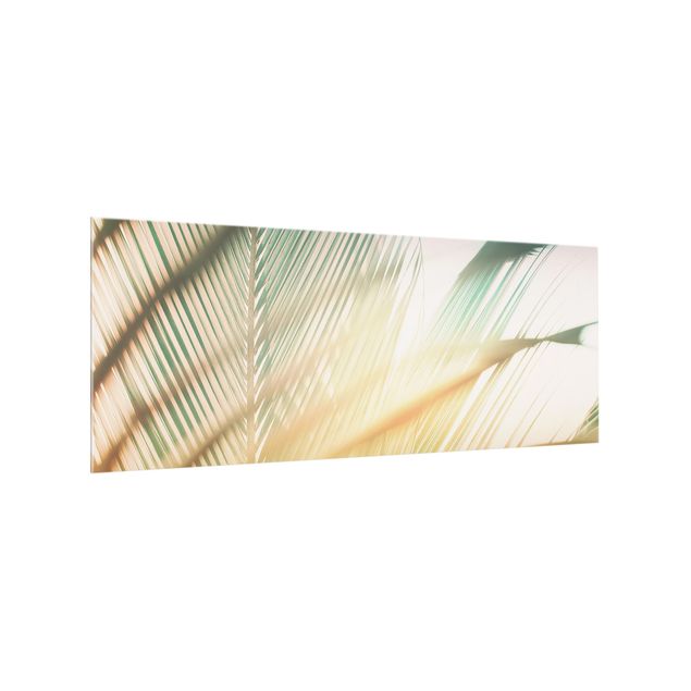 Panel szklany do kuchni - Rośliny tropikalne Palmy o zachodzie słońca II