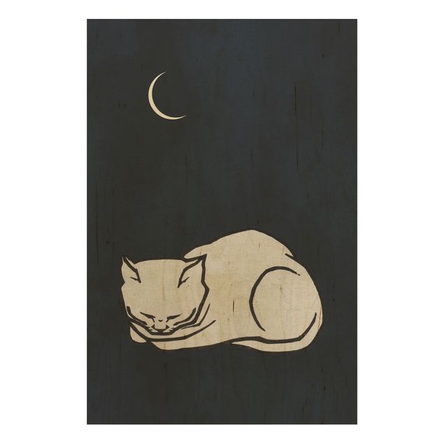 Obrazy na ścianę Ilustracja przedstawiająca śpiącego kota