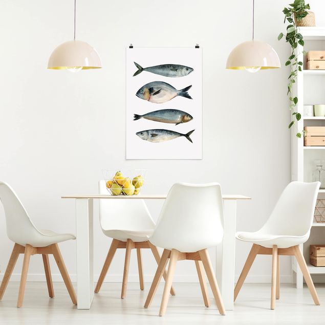 Obrazy nowoczesne Cztery ryby w akwareli II