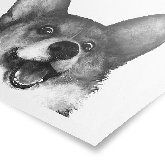 Obraz psa Ilustracja pies Corgi Biało czarne malarstwo
