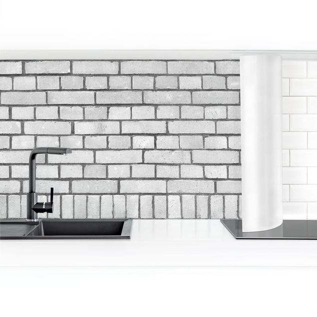 Panel ścienny do kuchni - Biała ściana z kamienia łupanego