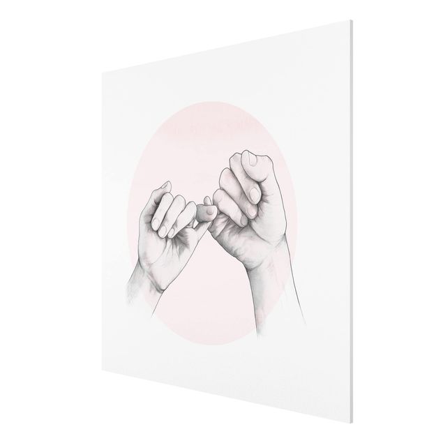 Nowoczesne obrazy Ilustracja dłoni Przyjaźń Koło Różowy Biały