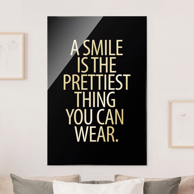 Obraz na szkle - Uśmiech to najładniejsza rzecz Sans Serif Black
