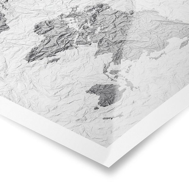 Obrazy na ścianę Papierowa mapa świata biała szara