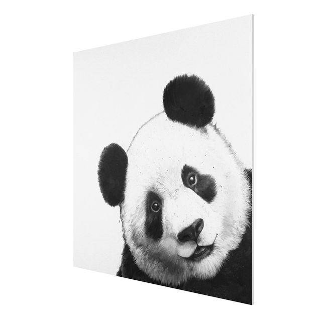 Nowoczesne obrazy do salonu Ilustracja Panda Czarno Biała Malarstwo