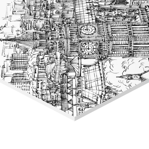 Obraz heksagonalny Studium miasta - London Eye