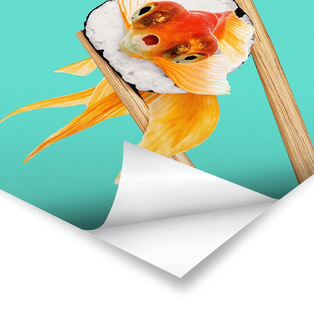 Obrazy z motywem kwiatowym Sushi z złotą rybką
