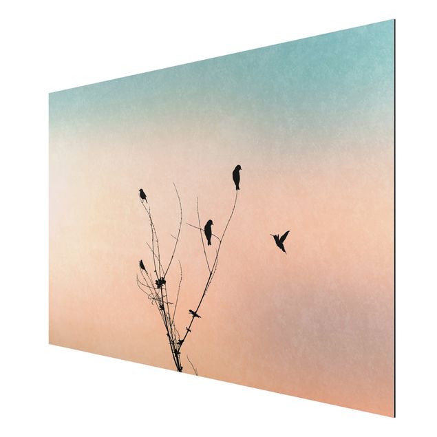 Nowoczesne obrazy Ptaki na tle różowego słońca II