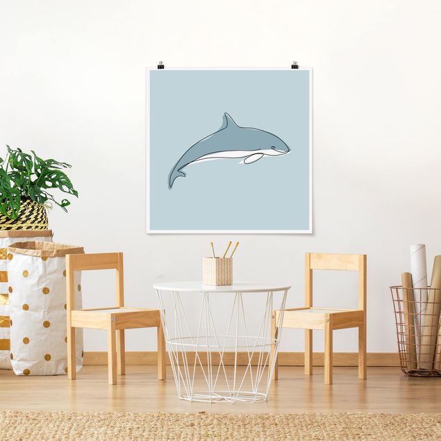 Obrazy zwierzęta Dolphin Line Art