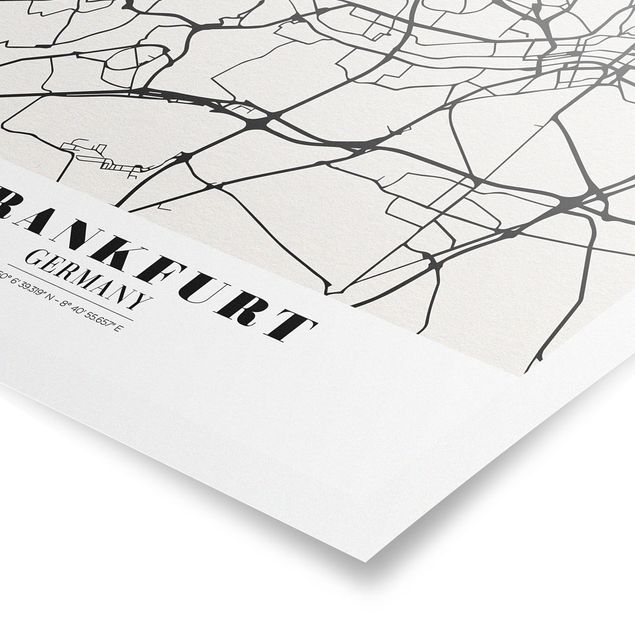 Czarno białe obrazki Mapa miasta Frankfurt - Klasyczna