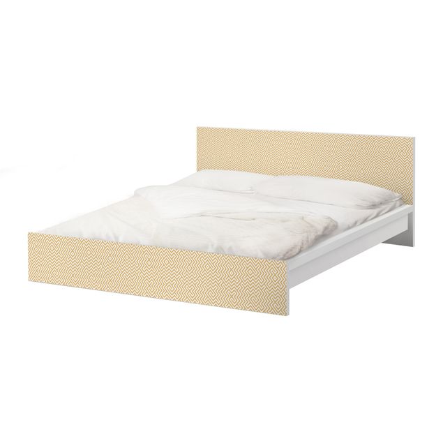 Okleina meblowa IKEA - Malm łóżko 180x200cm - Wzór geometryczny Żółty