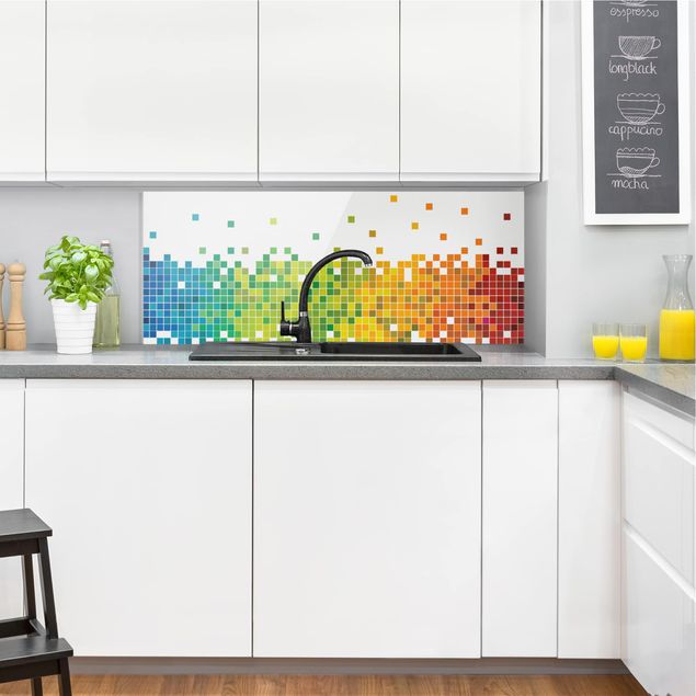 Panele szklane do kuchni Tęcza pikseli