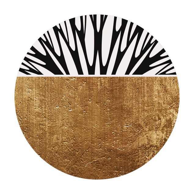 Okrągły dywan winylowy - Kształty abstrakcyjne - Złote koło