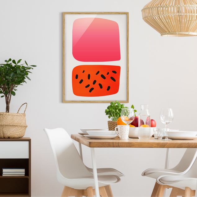 Obrazy w ramie do łazienki Abstrakcyjne kształty - Melon i róż