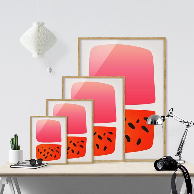 Obrazy w ramie abstrakcja Abstrakcyjne kształty - Melon i róż