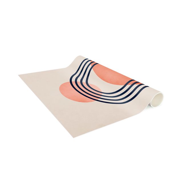 pomarańczowy dywan Abstrakcyjne kształty w kolorze różowym i niebieskim