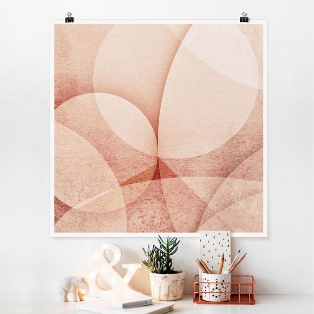 Dekoracja do kuchni Abstrakcyjna grafika w kolorze brzoskwiniowym