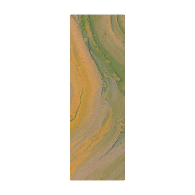 duży dywan Abstrakcyjna marmurkowa żółto-zielona