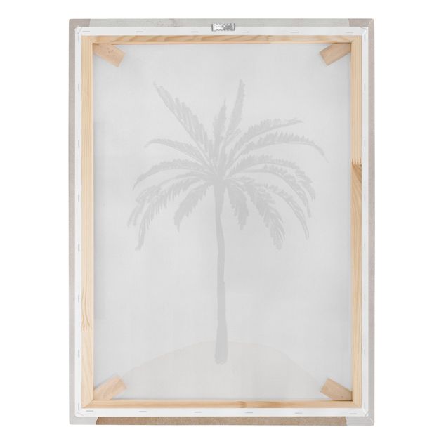 Obraz na płótnie - Abstract Island Of Palm Trees With Moon - Format pionowy 3:4