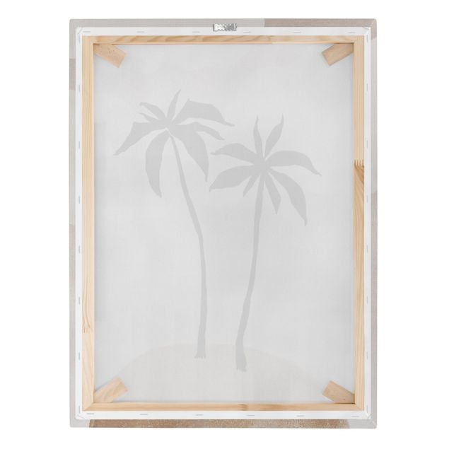 Obraz na płótnie - Abstract Island Of Palm Trees With Clouds - Format pionowy 3:4