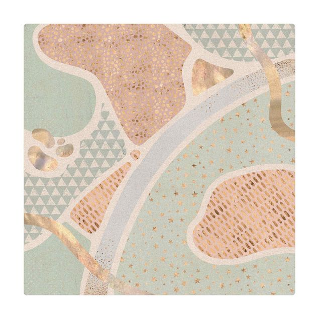 Mata korkowa - Abstrakcyjny pastelowy wzór w pejzaż morski