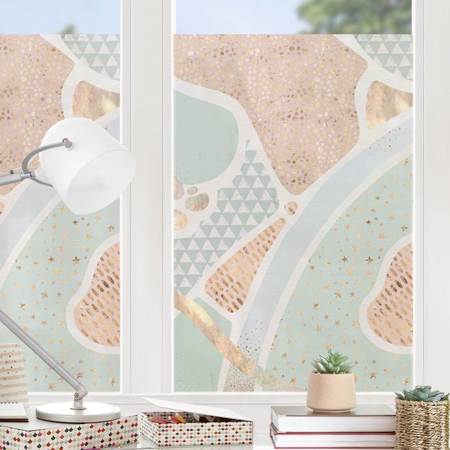 Folia okienna do sypialni Abstrakcyjny pejzaż morski pastelowy wzór