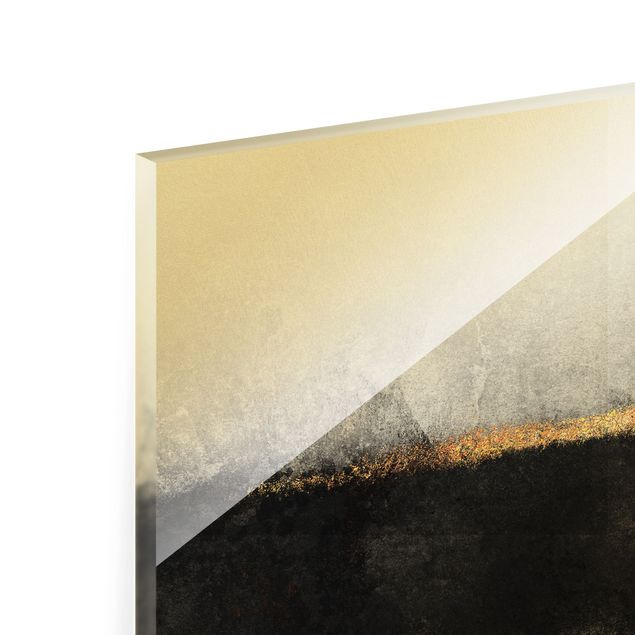 Obraz na szkle - Abstrakcja Złoty horyzont czarno-biały