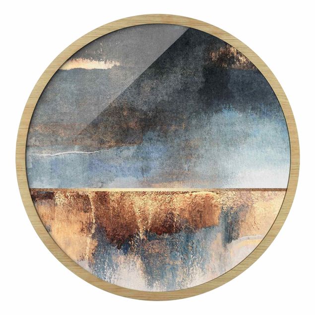 Abstrakcja obraz Abstract Lakeshore In Gold
