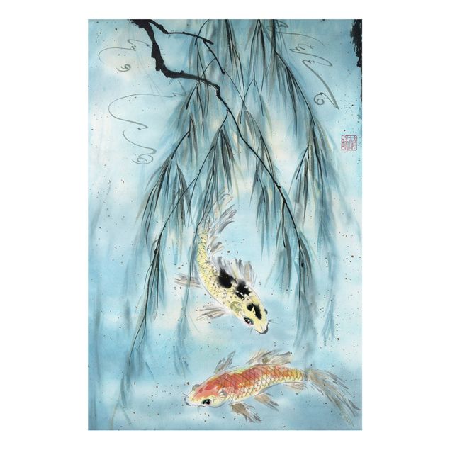Obrazy do salonu Japoński rysunek akwarelowy Złota rybka II